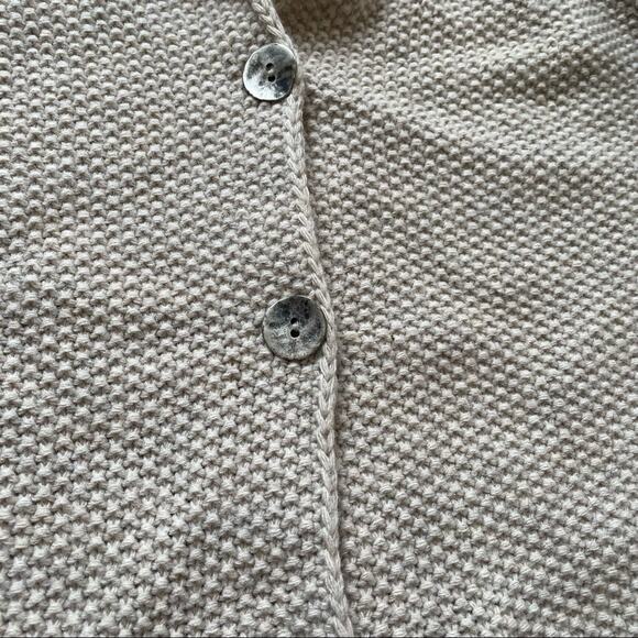 Cocogio Waffle Knit Cardigan Collared Pockets Wool Blend Oatmeal Tan M EUC - Picture 6 of 11